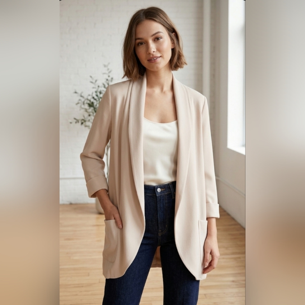 ✨ Wilfred Aritzia Cream Chevalier Open Front Jacket / Blazer (Size 6 or M) ✨